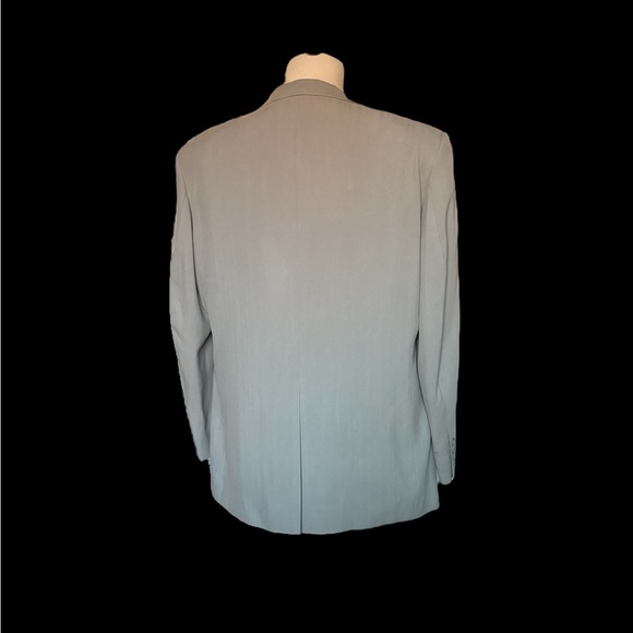 Oscar De La Renta 100 % Sand Washed Pure Silk Men’s Silver J101 Blazer | 44R - Picture 4 of 14
